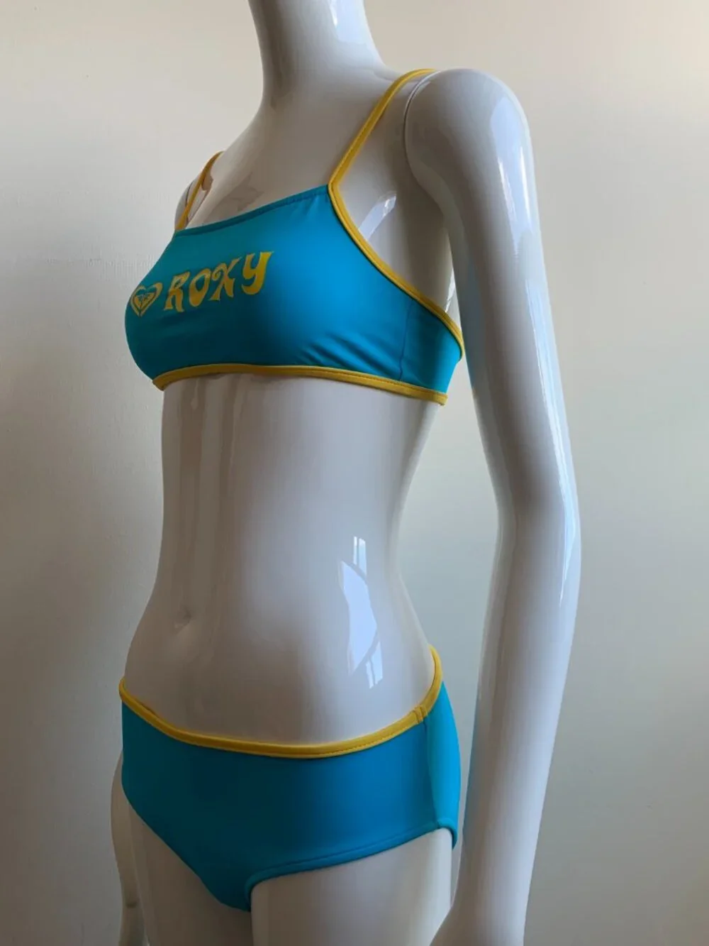 Roxy Girls logo swimwear turquoise blue sporty 2pc bikini set